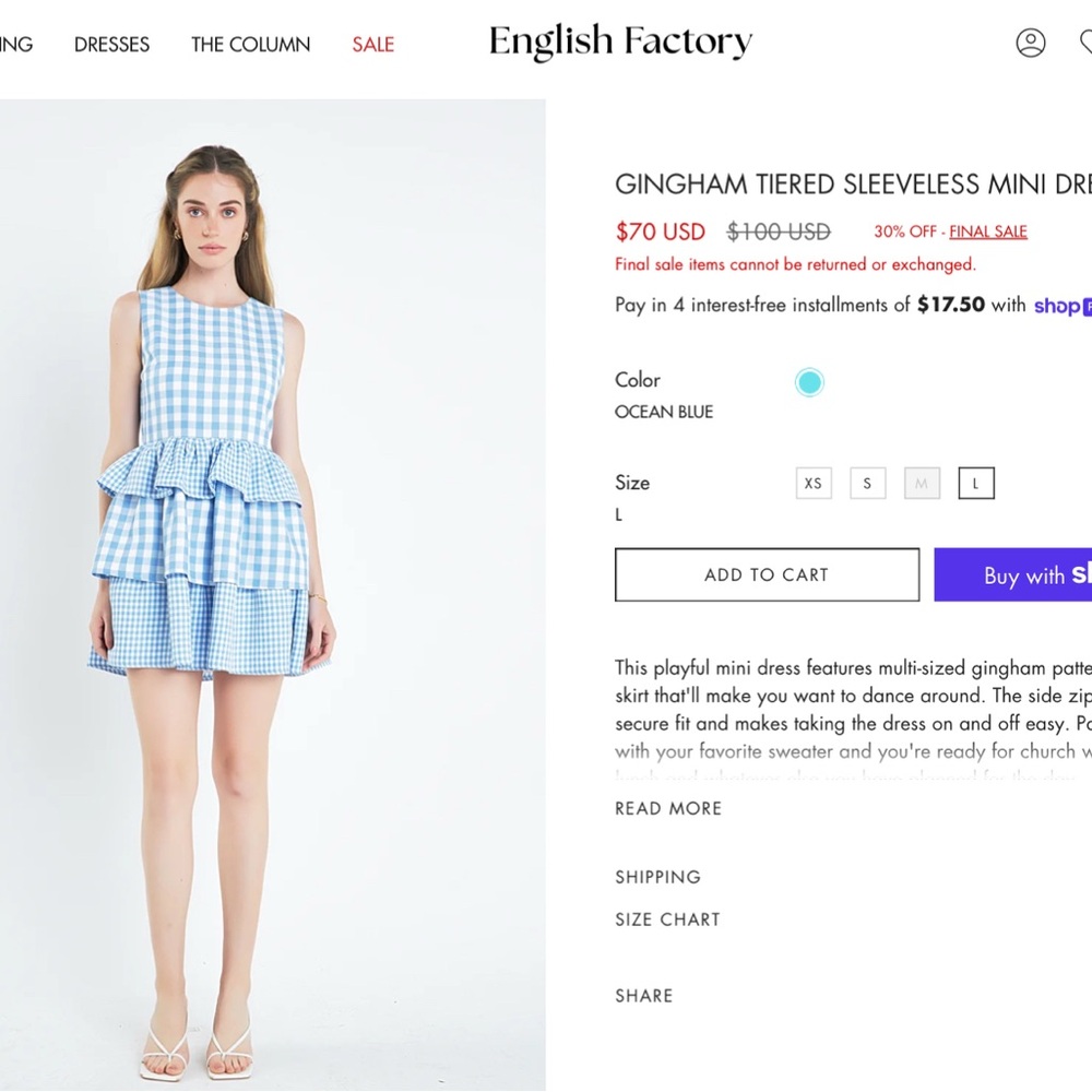 Women’s Blue Gingham Dress